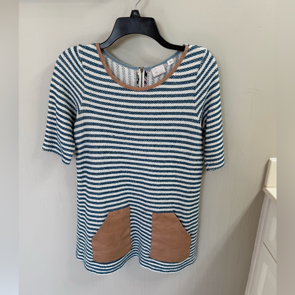 Anthropologie  9H15SICL  mini strip dress sz small